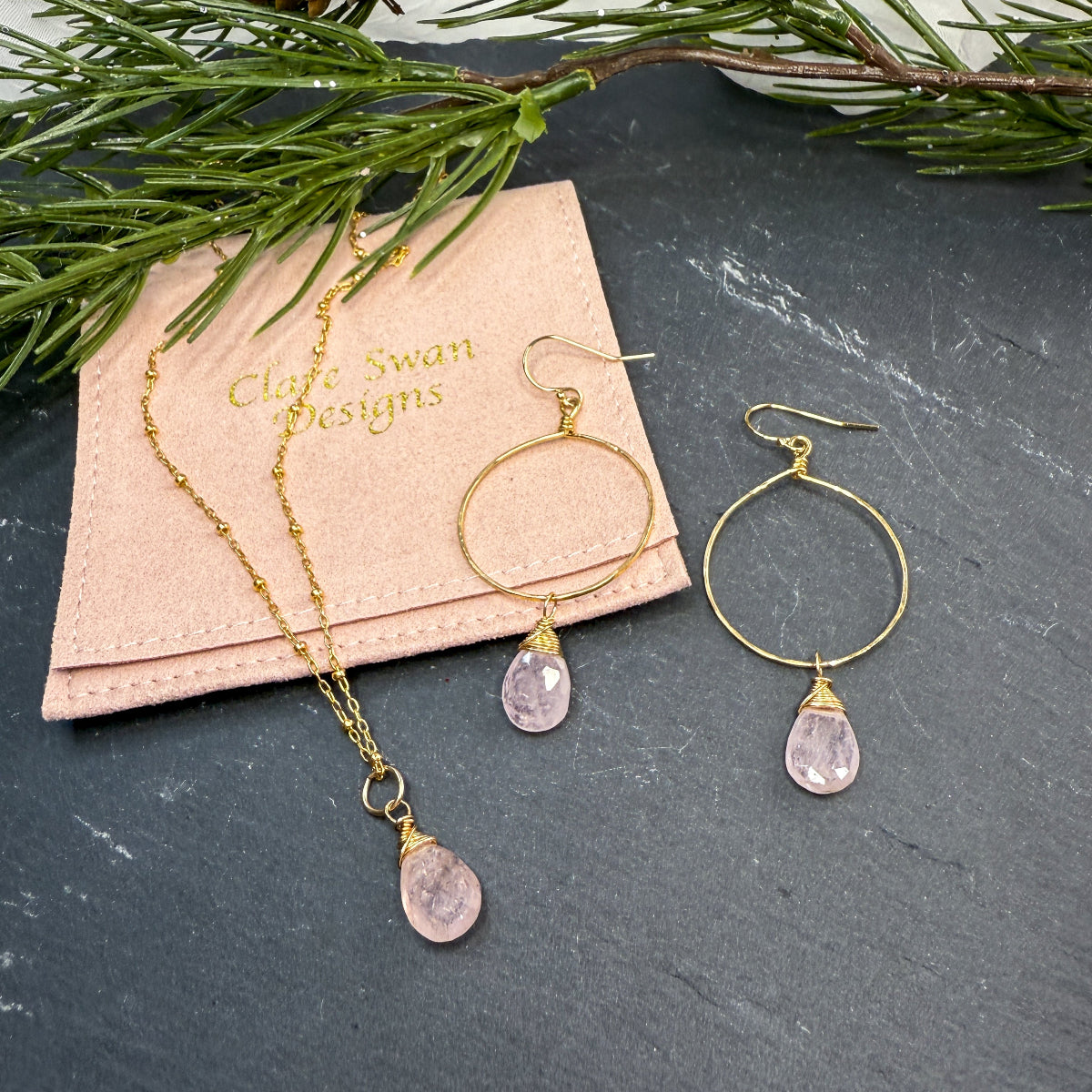 Morganite Necklace & Earring set