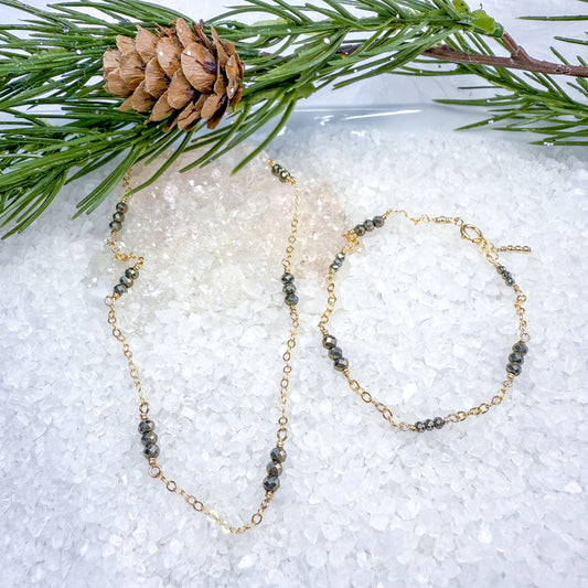 Pyrite Necklace & Bracelet gift set