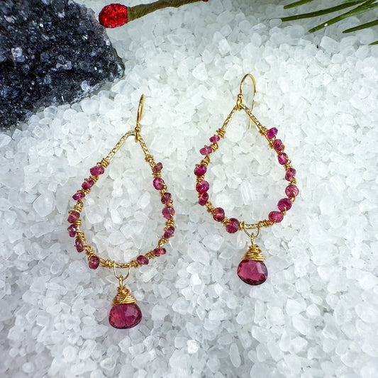 Rubellite Tourmaline & Rhodolite Garnet Earrings