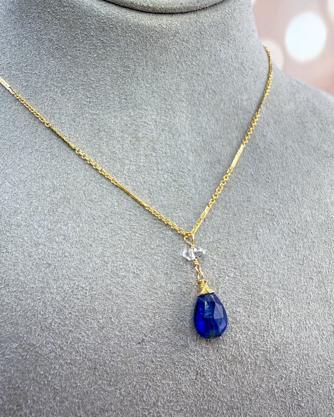 Kyanite & Herkimer Diamond Necklace