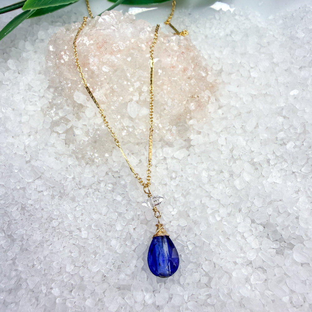 Kyanite & Herkimer Diamond Necklace