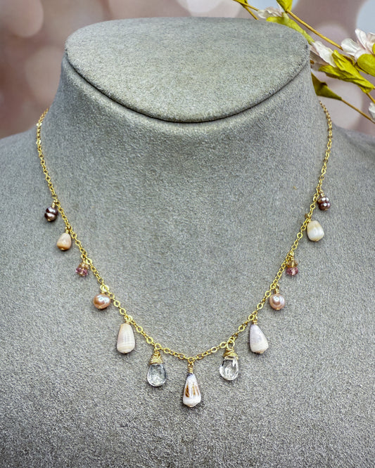 Mini Cone Shell & Pearl Necklace