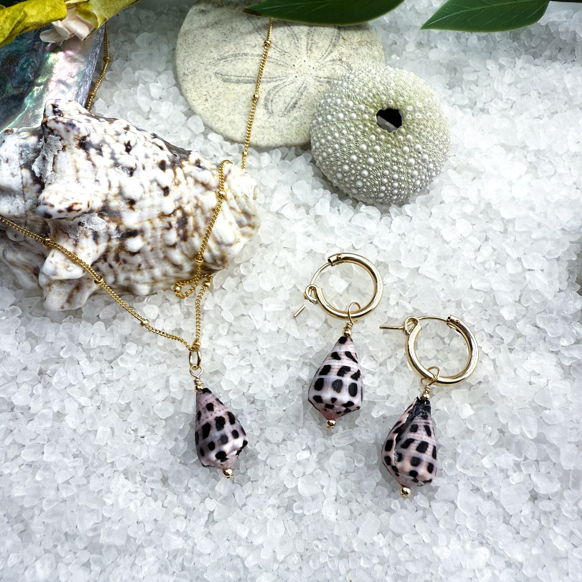 Gold Filled 15mm Hoops with Cone Shell Charms