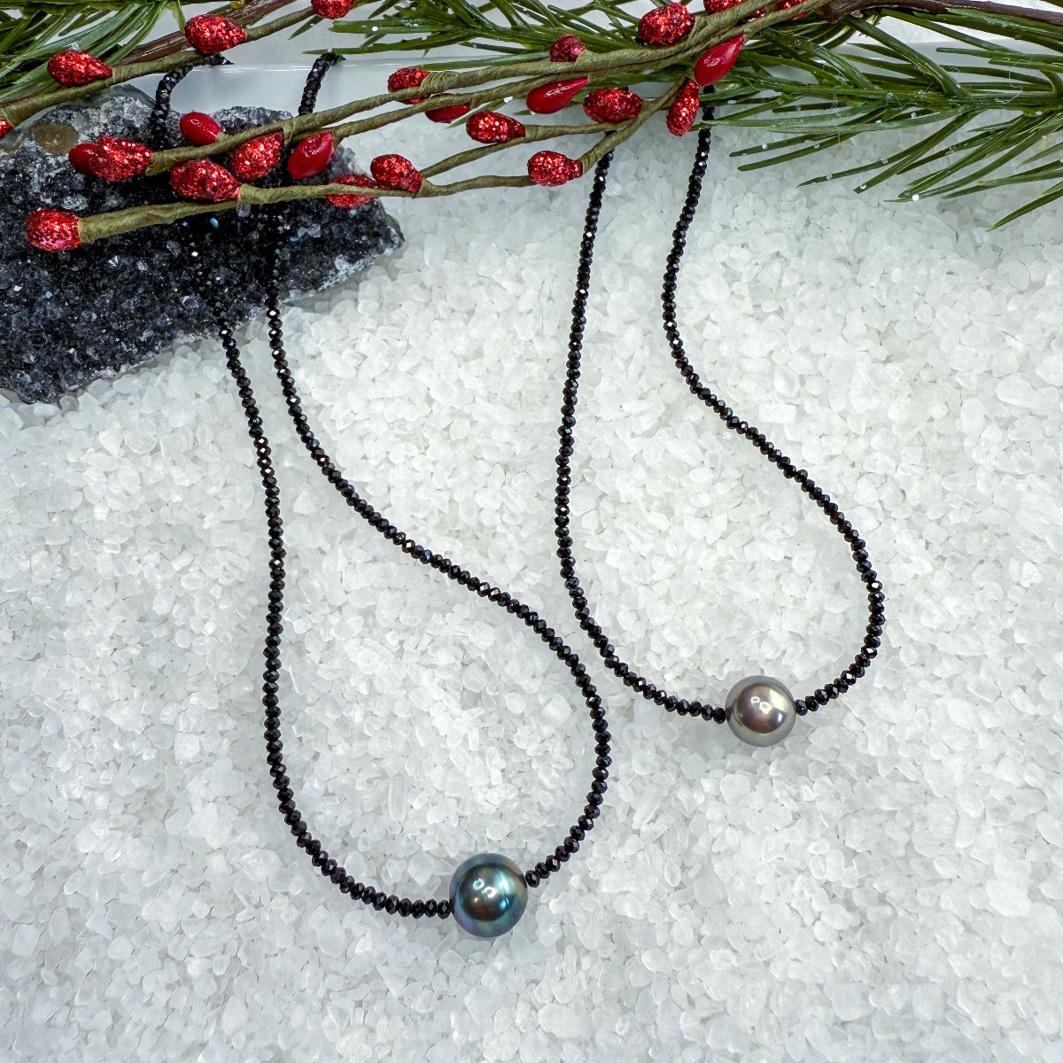 Tahitian Pearl, Edison Pearl & Black Spinel Necklace.