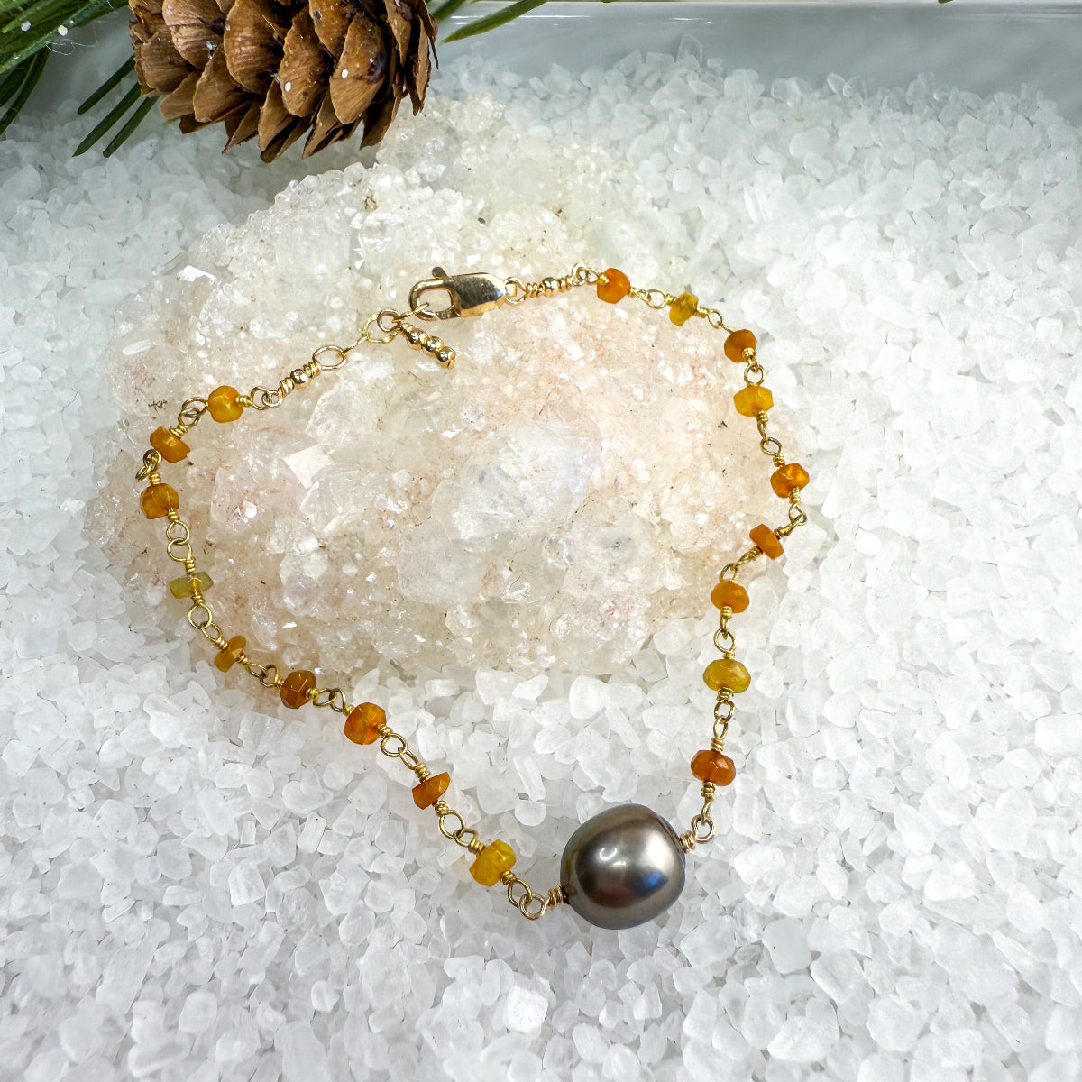 Fire Opal & Gemstone or pearl bracelets