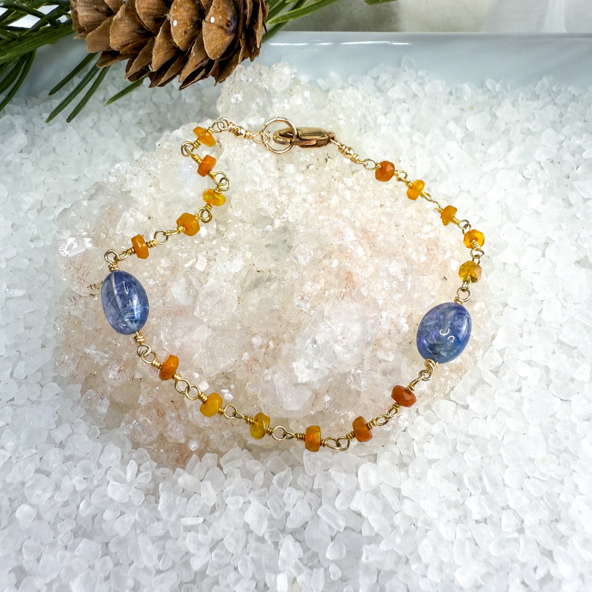 Fire Opal & Gemstone or pearl bracelets