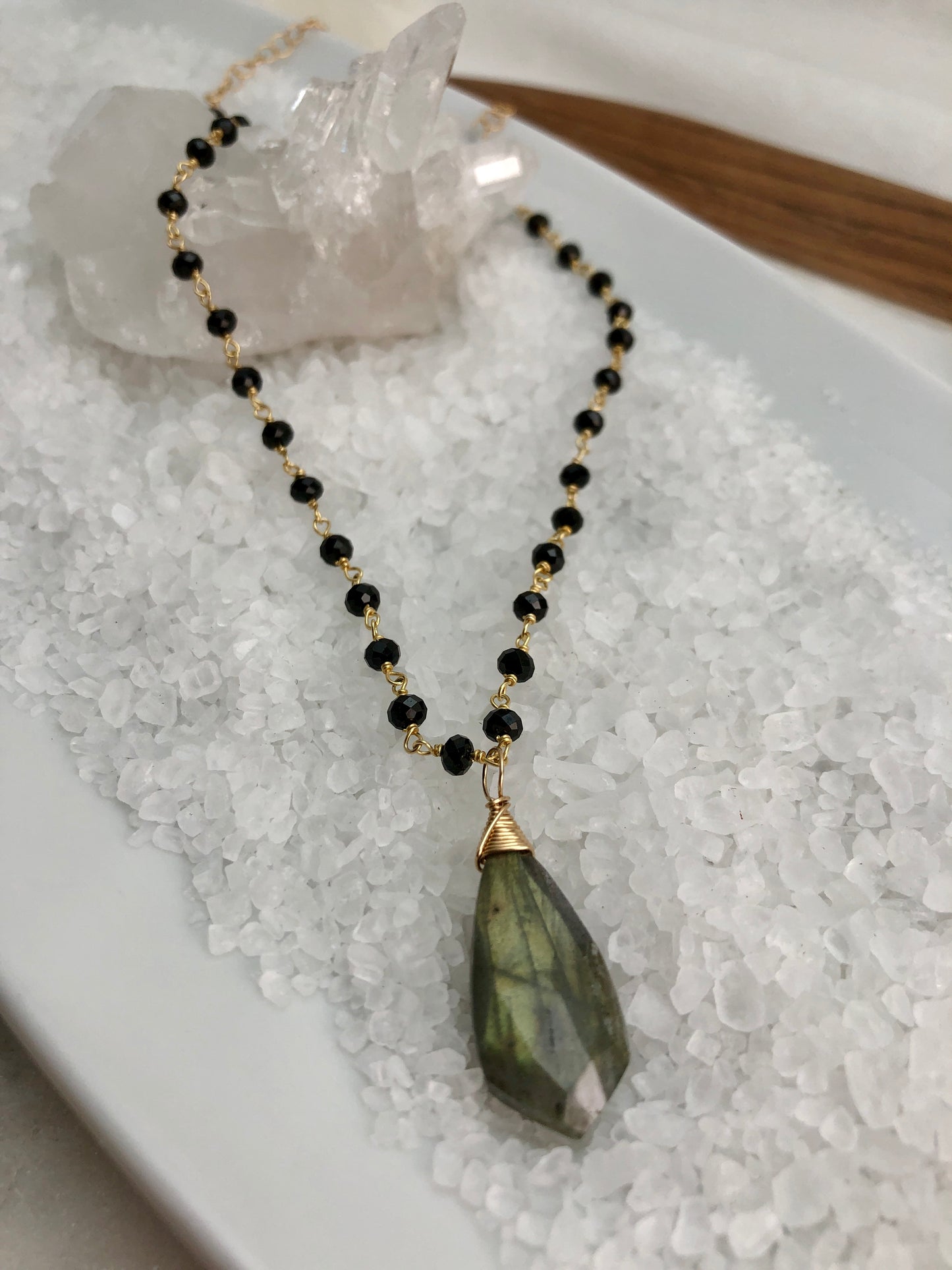 Labradorite & Black Spinel Necklace