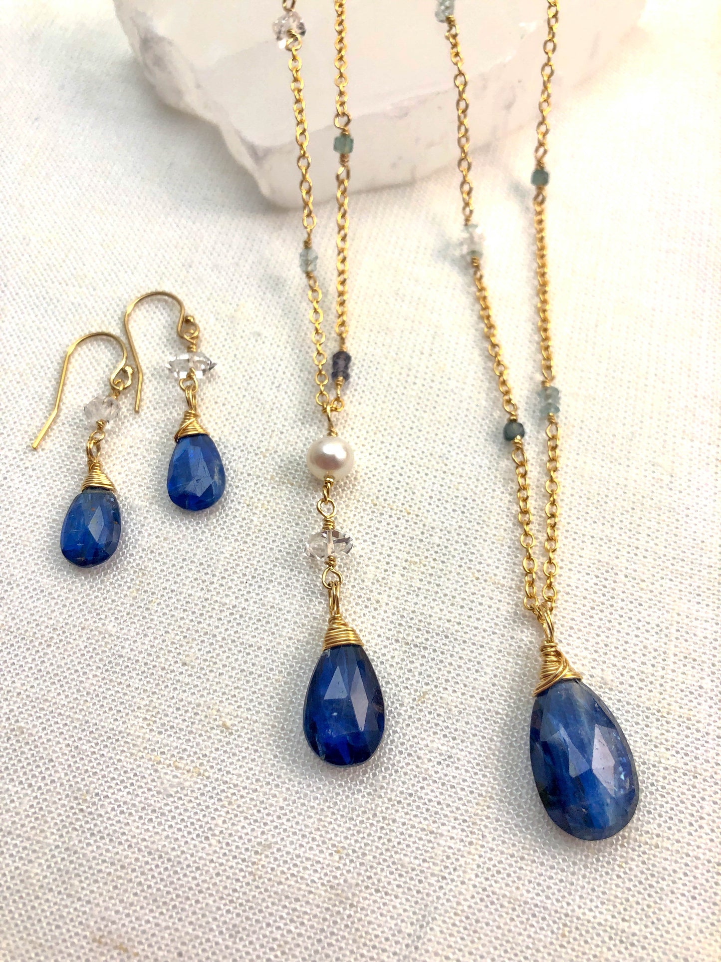 Kyanite & Herkimer Gemstone Necklace