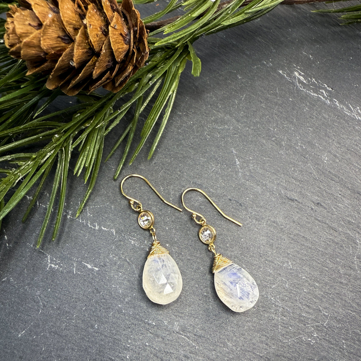 Rainbow Moonstone Earrings