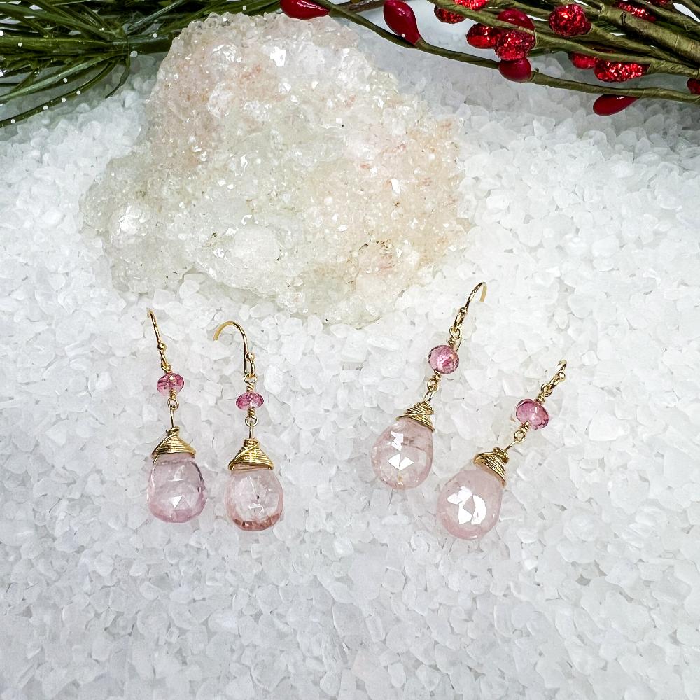 Morganite & Pink Topaz drop earrings