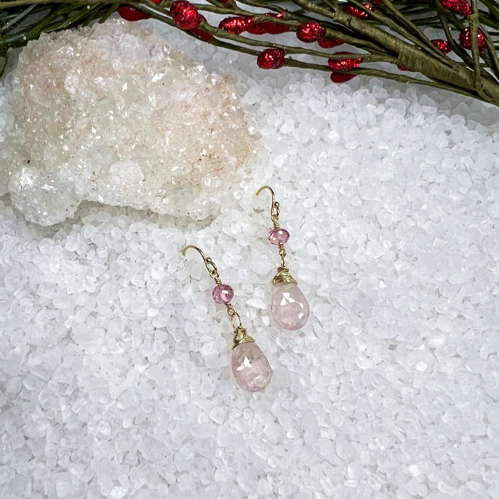 Morganite & Pink Topaz drop earrings