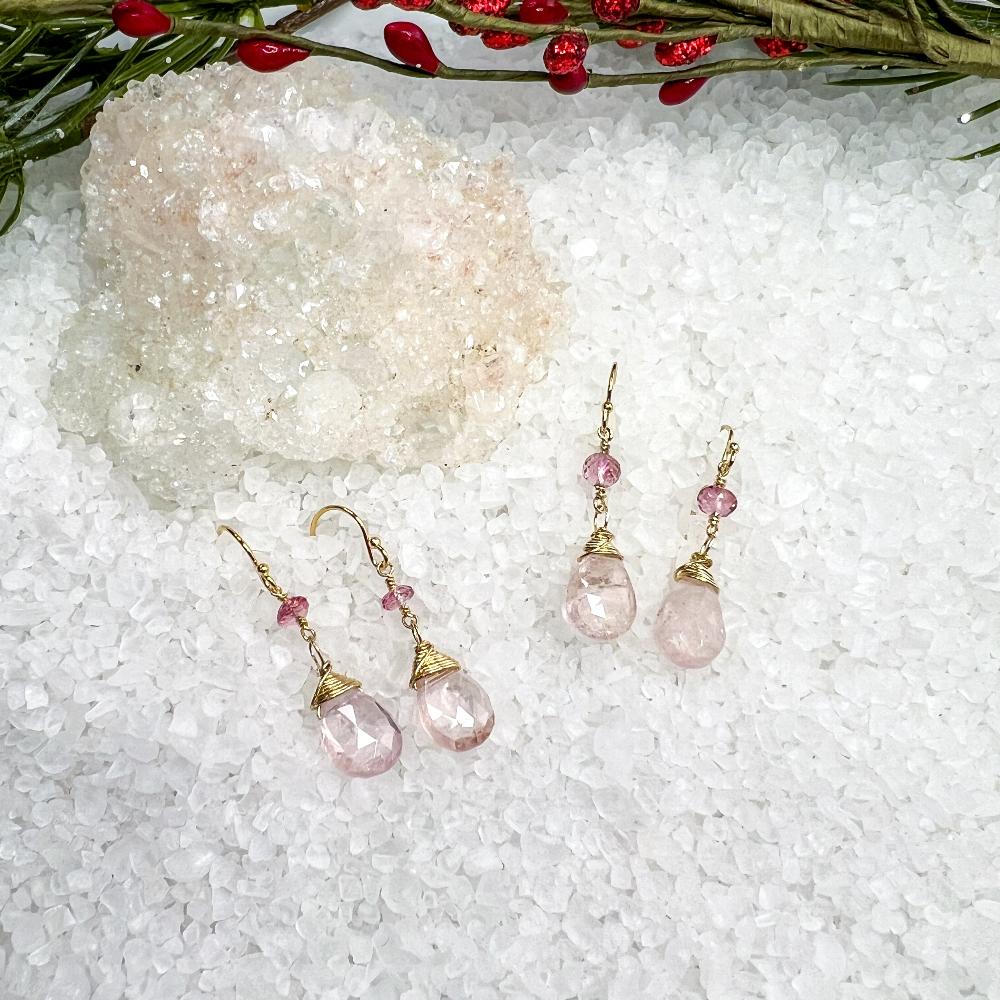 Morganite & Pink Topaz drop earrings