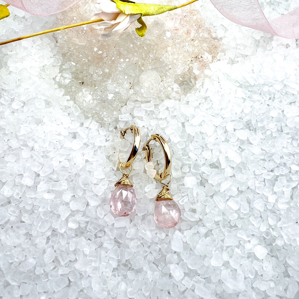 Hoops with Morganite Gemstone Charms