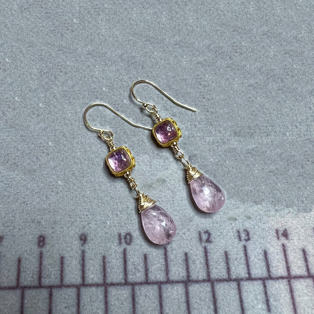 Pink Tourmaline & Morganite Drop Earrings