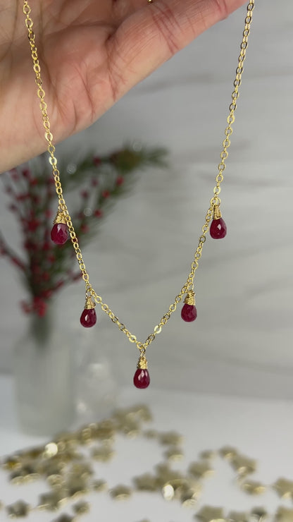 Ruby Briolette Dangle Necklace