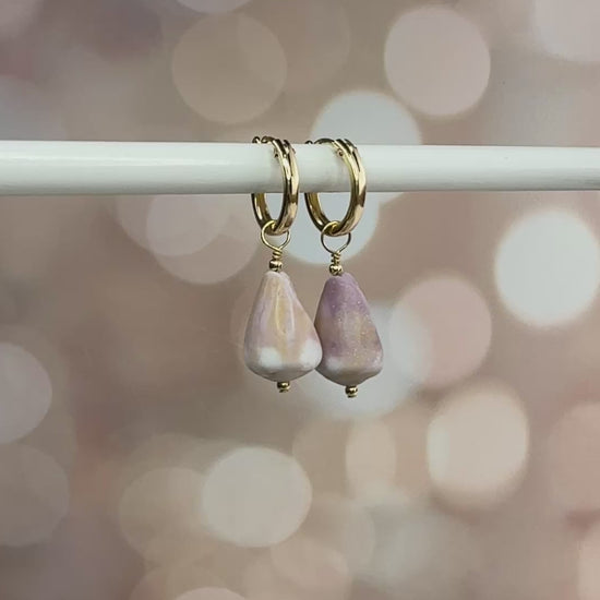 Purple Cone Shell 15mm Hoops