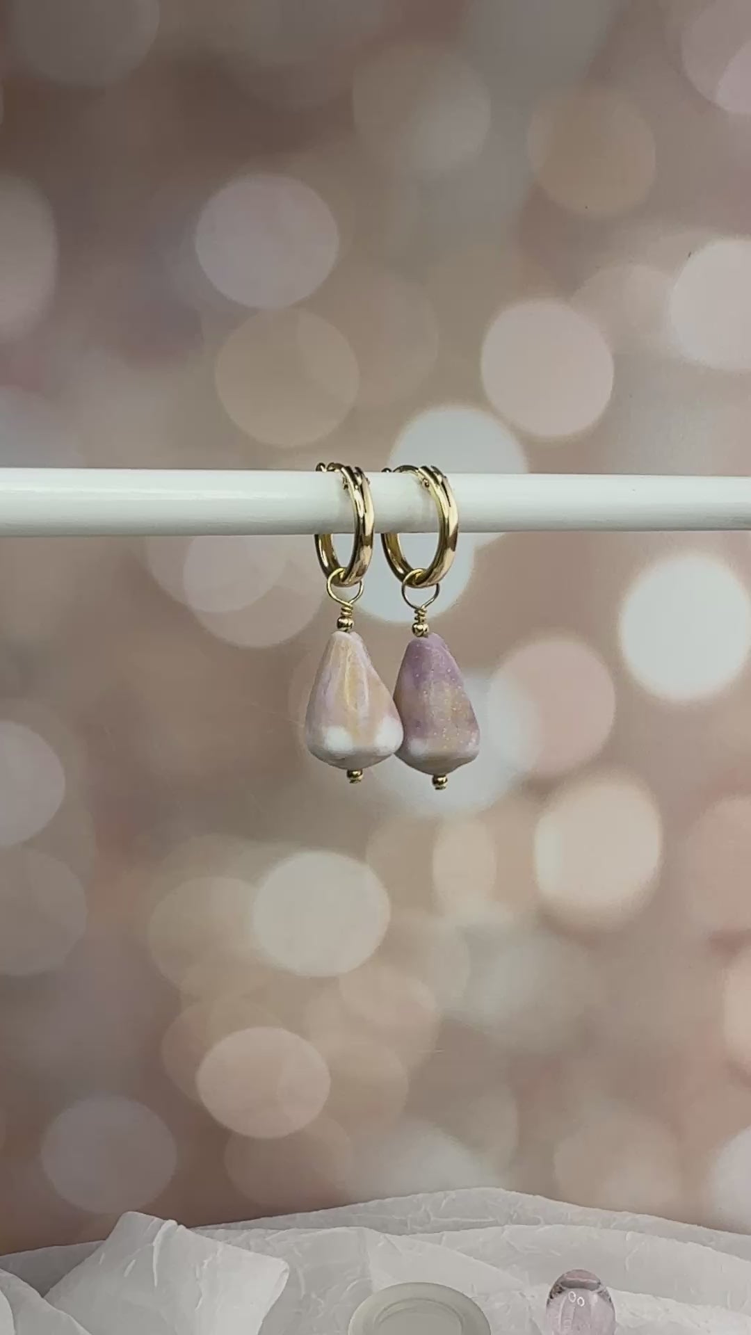 Purple Cone Shell 15mm Hoops