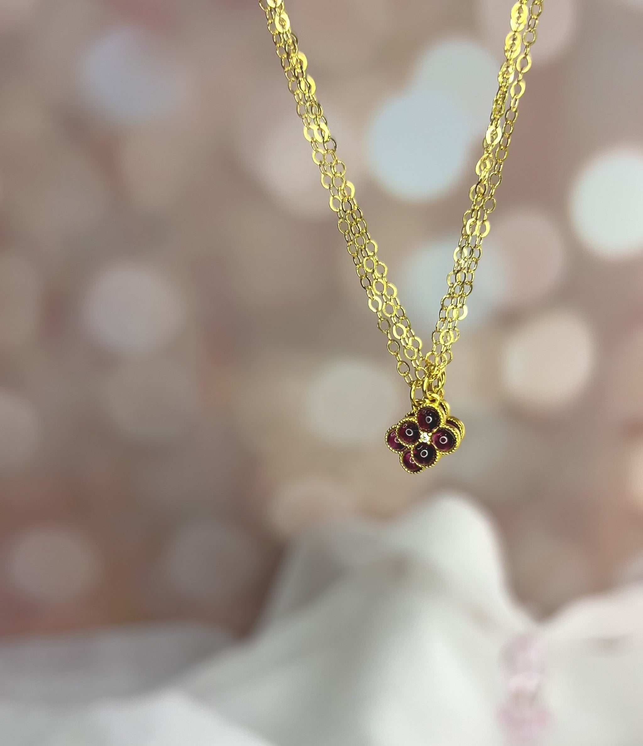 Clover flower CZ necklace