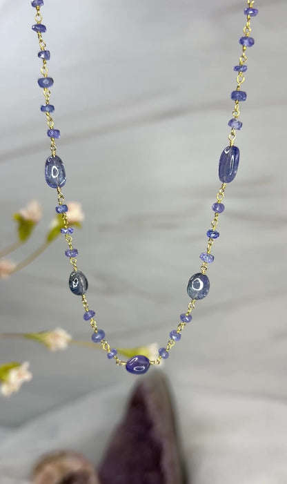 Tanzanite Gemstone Rosary Necklace
