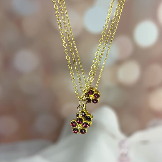 Garnet Flower Necklace