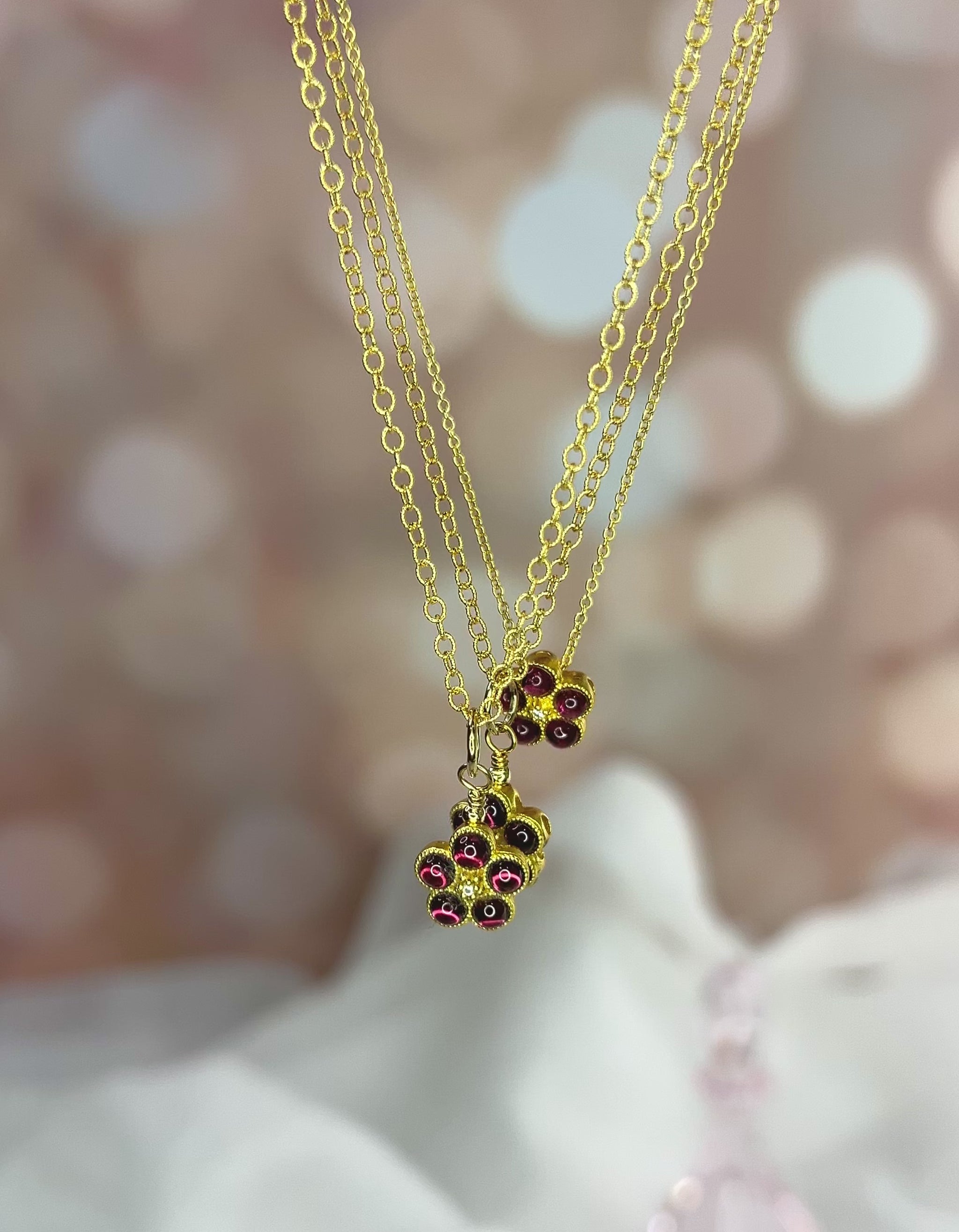 Garnet Flower Necklace