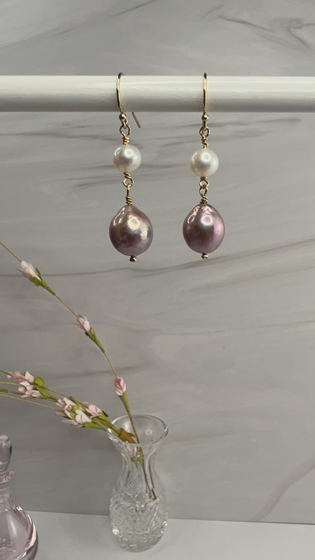 Edison Pearl & Freshwater White Pearl Earrings