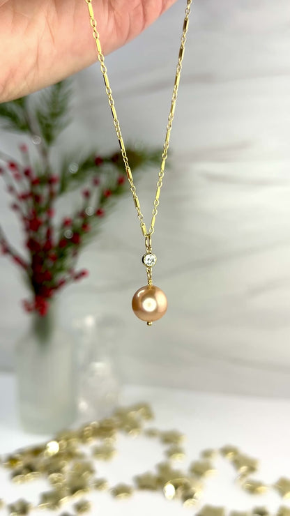 Edison Pearl Necklace with CZ Accent