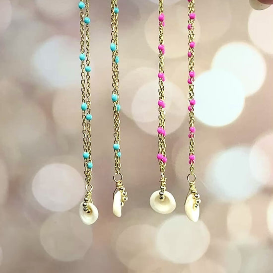 Puka shell & enamel chain bracelets