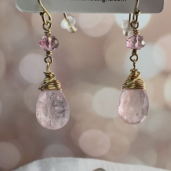 Morganite & Pink Topaz drop earrings