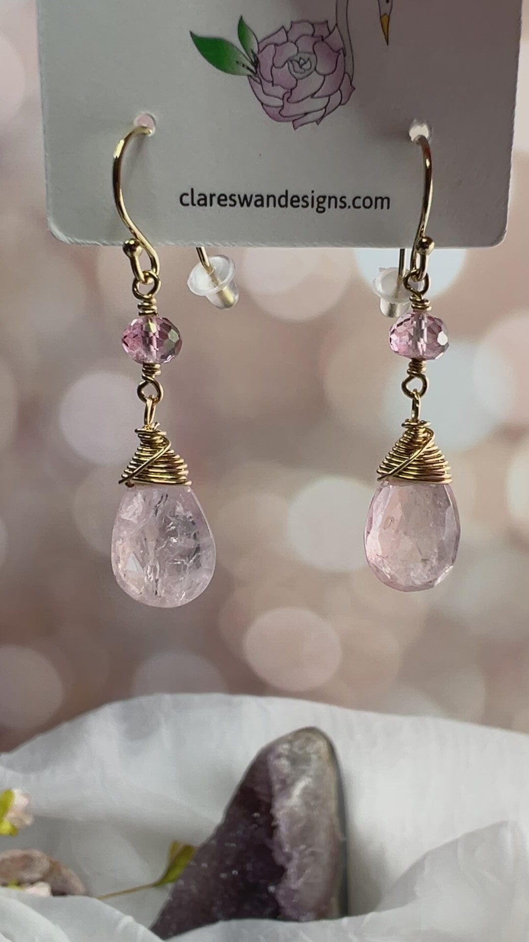 Morganite & Pink Topaz drop earrings