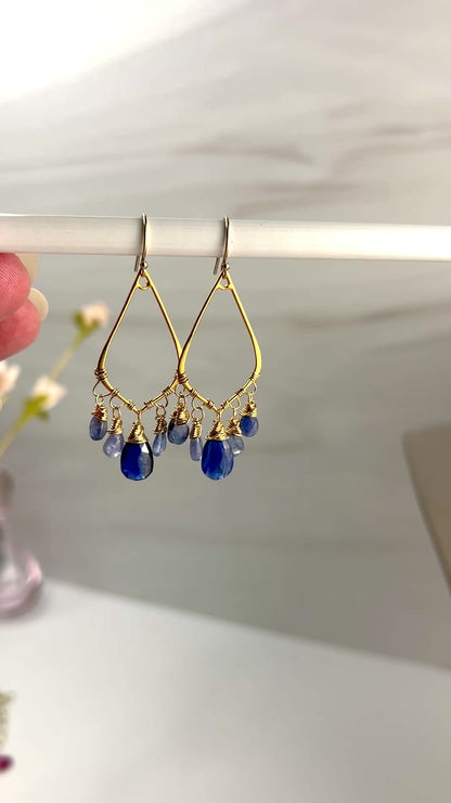 Sapphire & Kyanite Chandelier Earrings