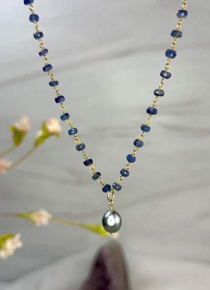 Tahitian Pearl & Kyanite Necklace with choice of pendant