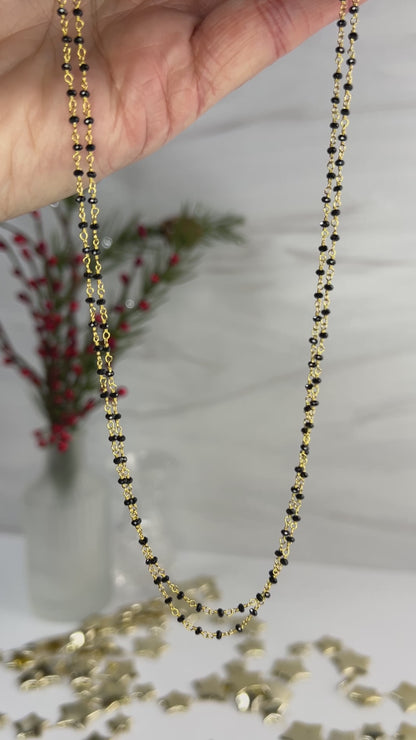 Black Spinel Double Strand Necklace