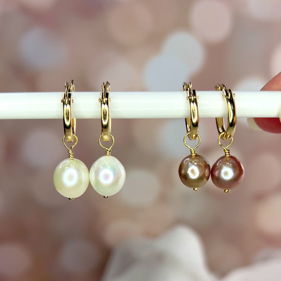 Hoops with Pearl Charms