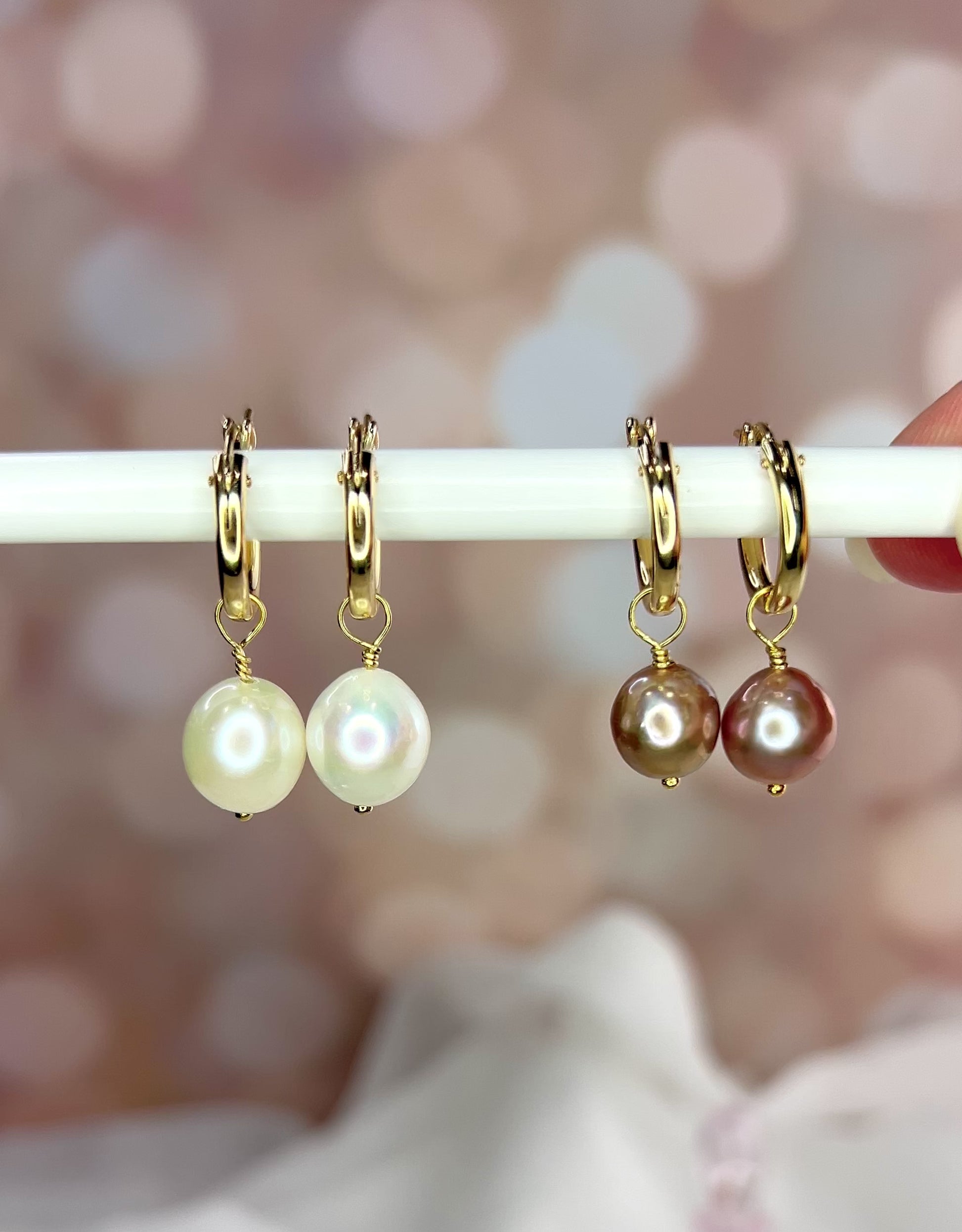 Hoops with Pearl Charms