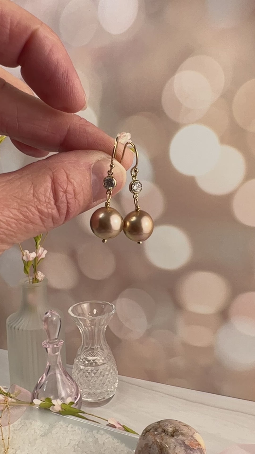 Edison Pearl and CZ Dangle Earrings