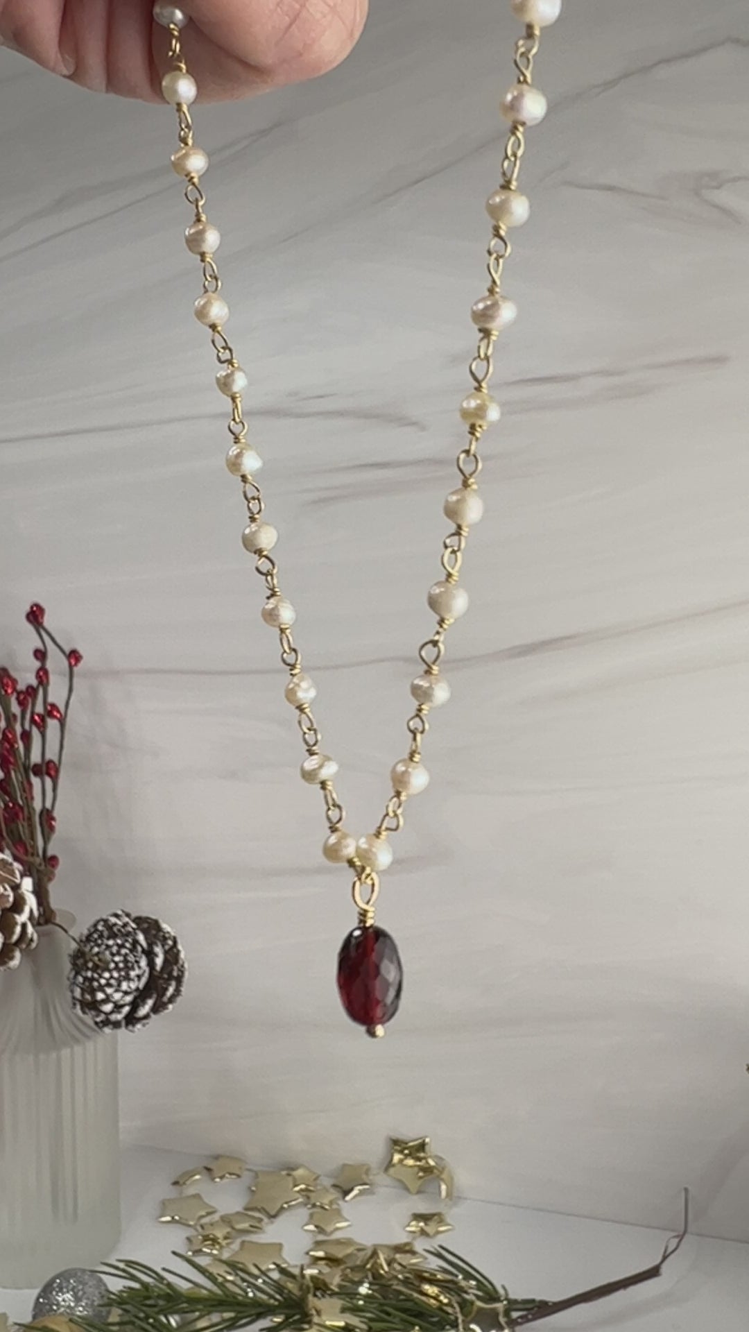 Garnet on sale pearl necklace