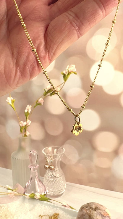 Cherry Blossom Charm Necklace, Flower Charm Necklace