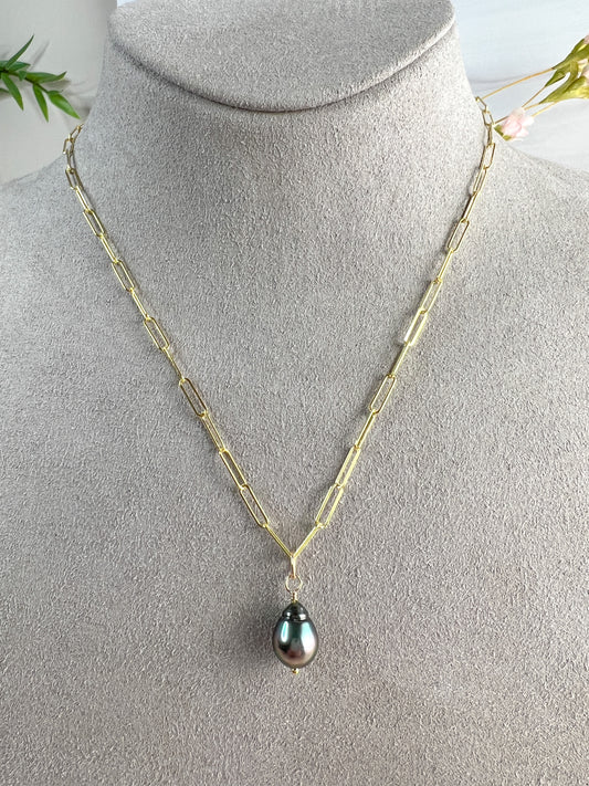 Paperclip Link & Tahitian Pearl Necklace