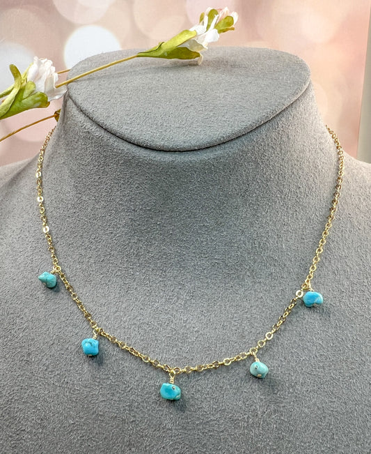 Turquoise Nugget Dangle Necklace