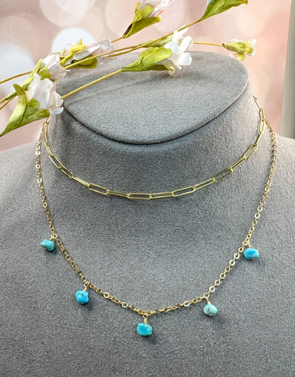 Turquoise Nugget Dangle Necklace