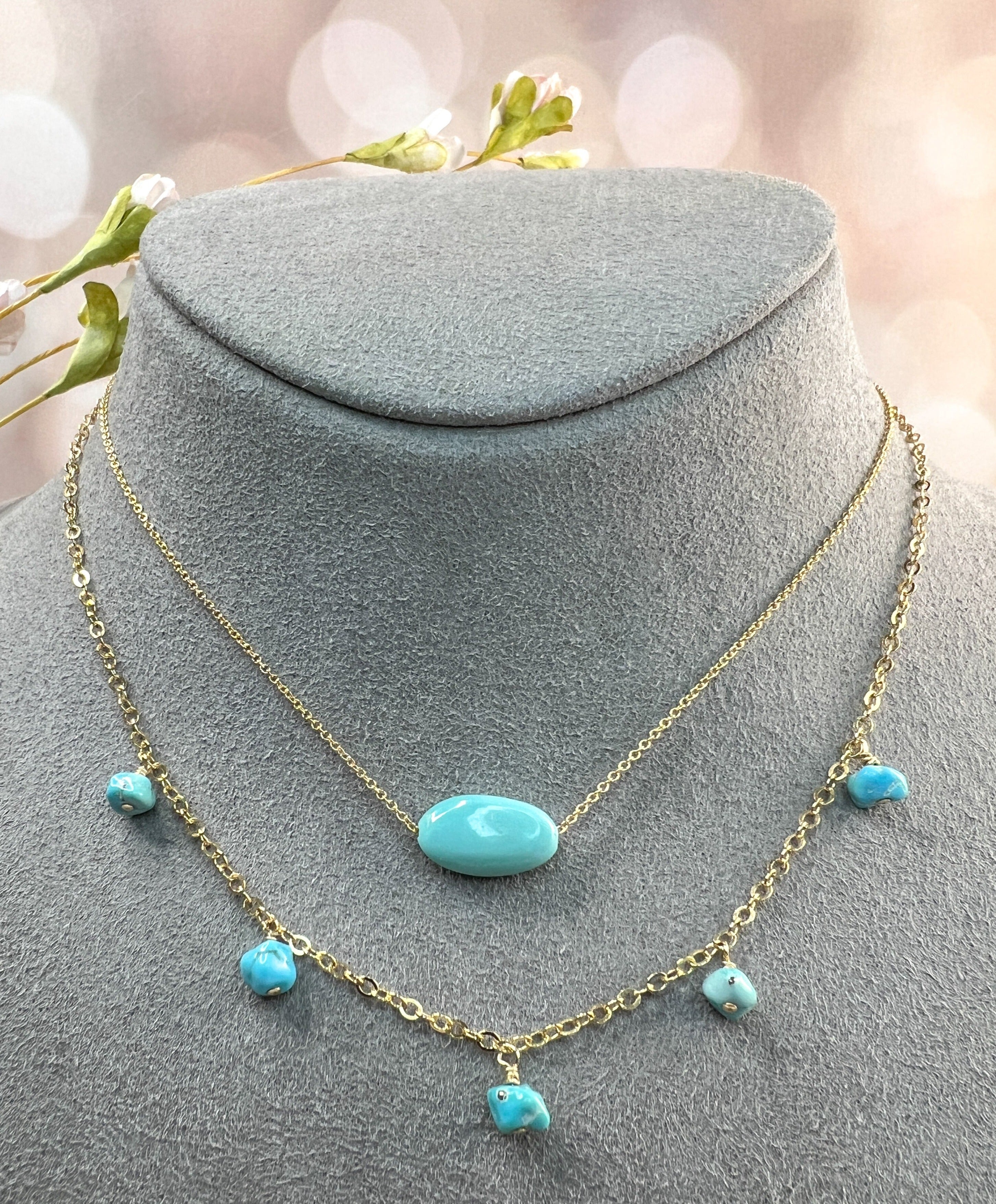 Oval Sleeping Beauty Turquoise Necklace by Margaret Solow - NEWTWIST