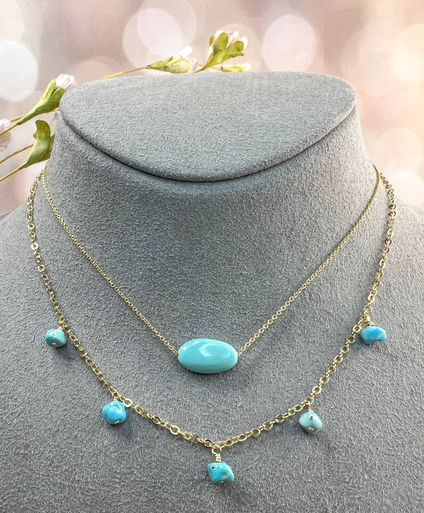 Sleeping Beauty Turquoise Nugget Slide Necklace