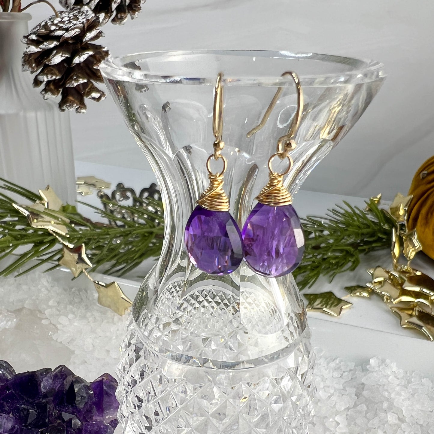 Amethyst Briolette Drop Earrings