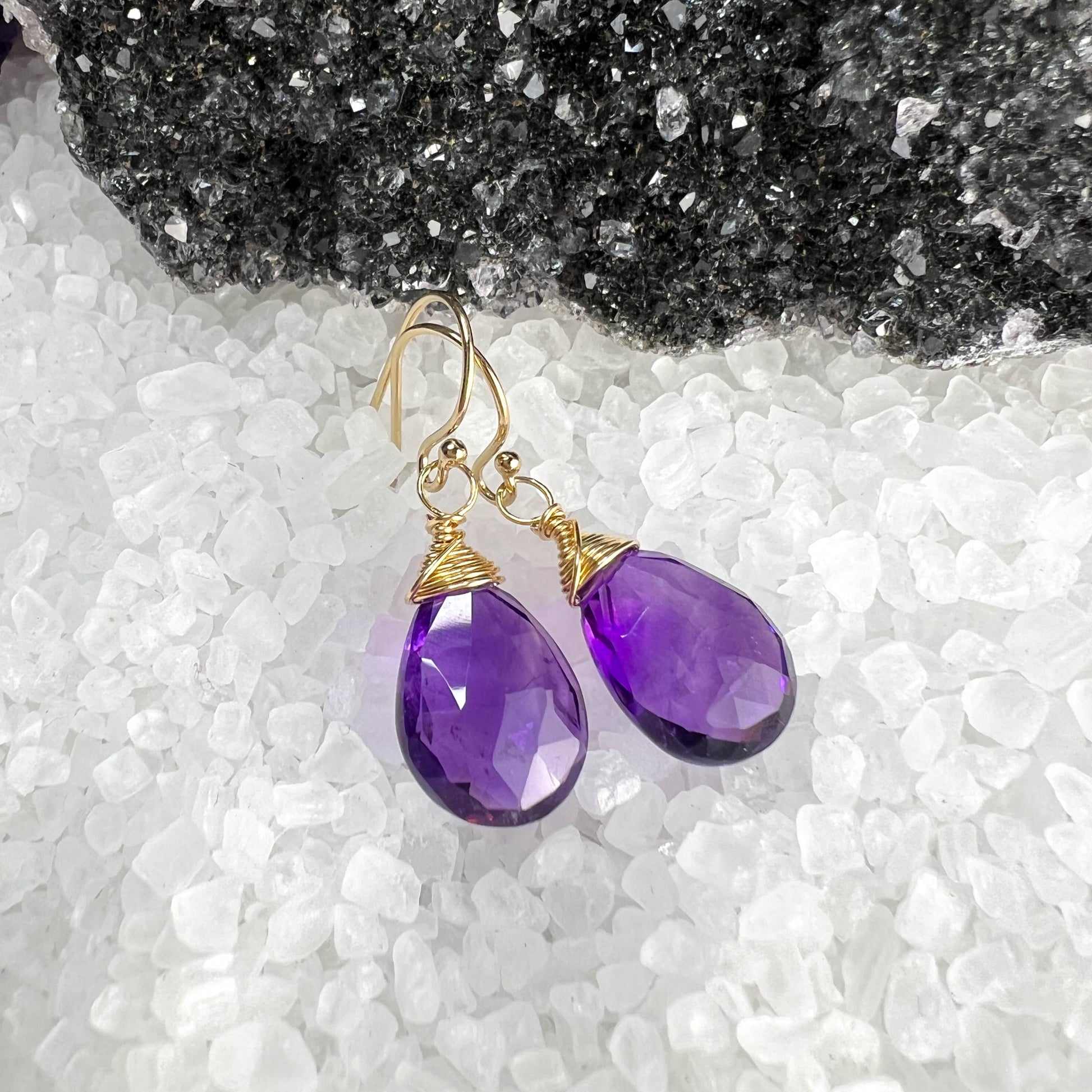 Amethyst Briolette Drop Earrings