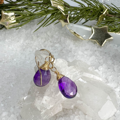 Amethyst Briolette Drop Earrings