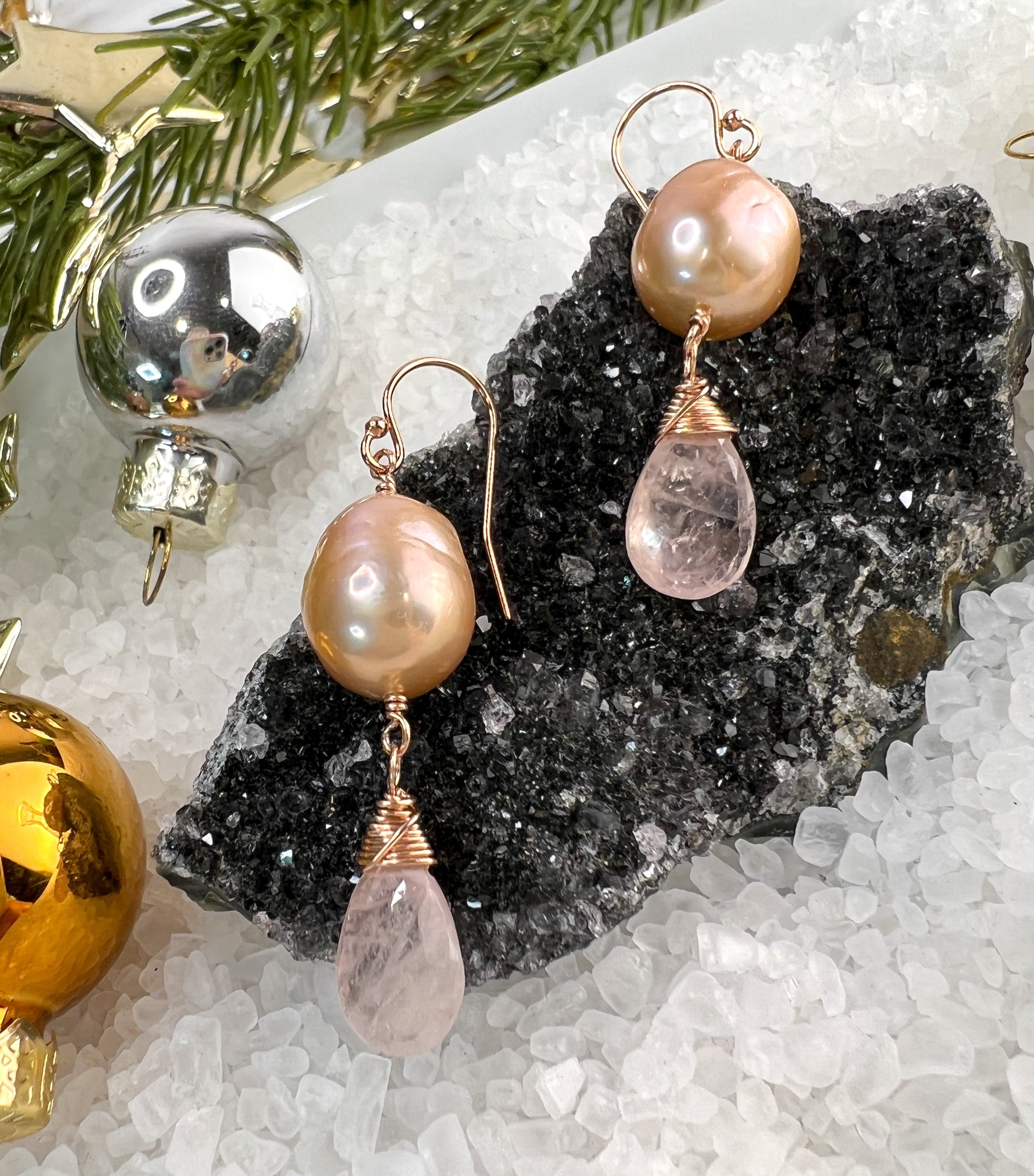 Peach deals morganite earrings