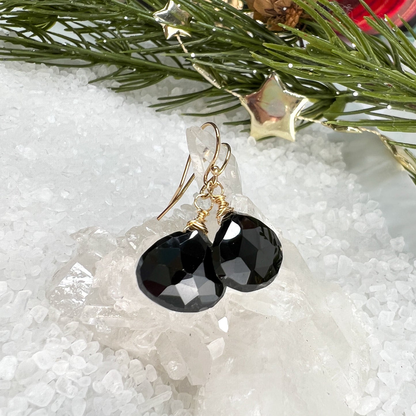 Black Spinel Drop Earrings