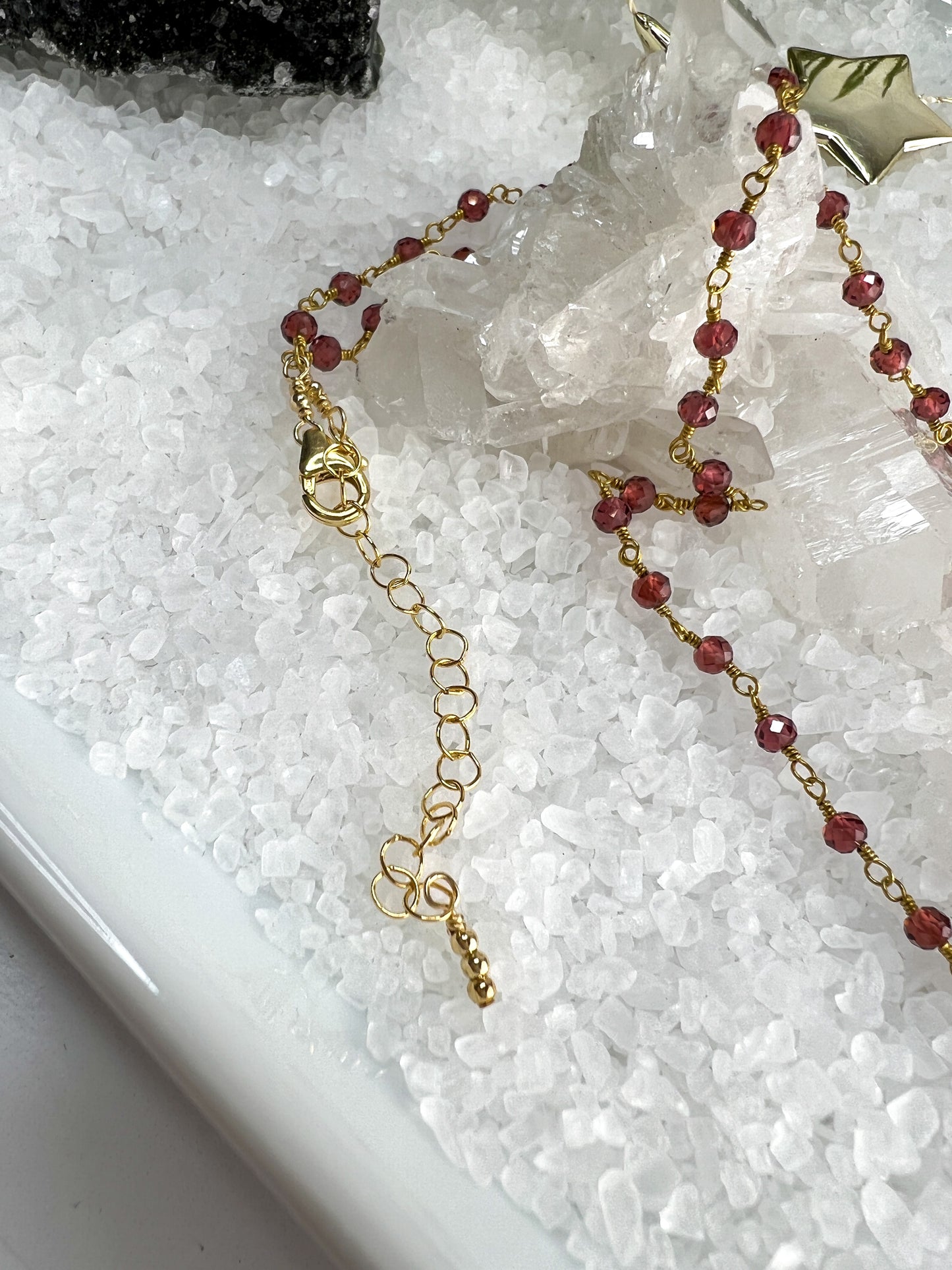 Garnet & Pearl Drop Necklace & Station Bracelet