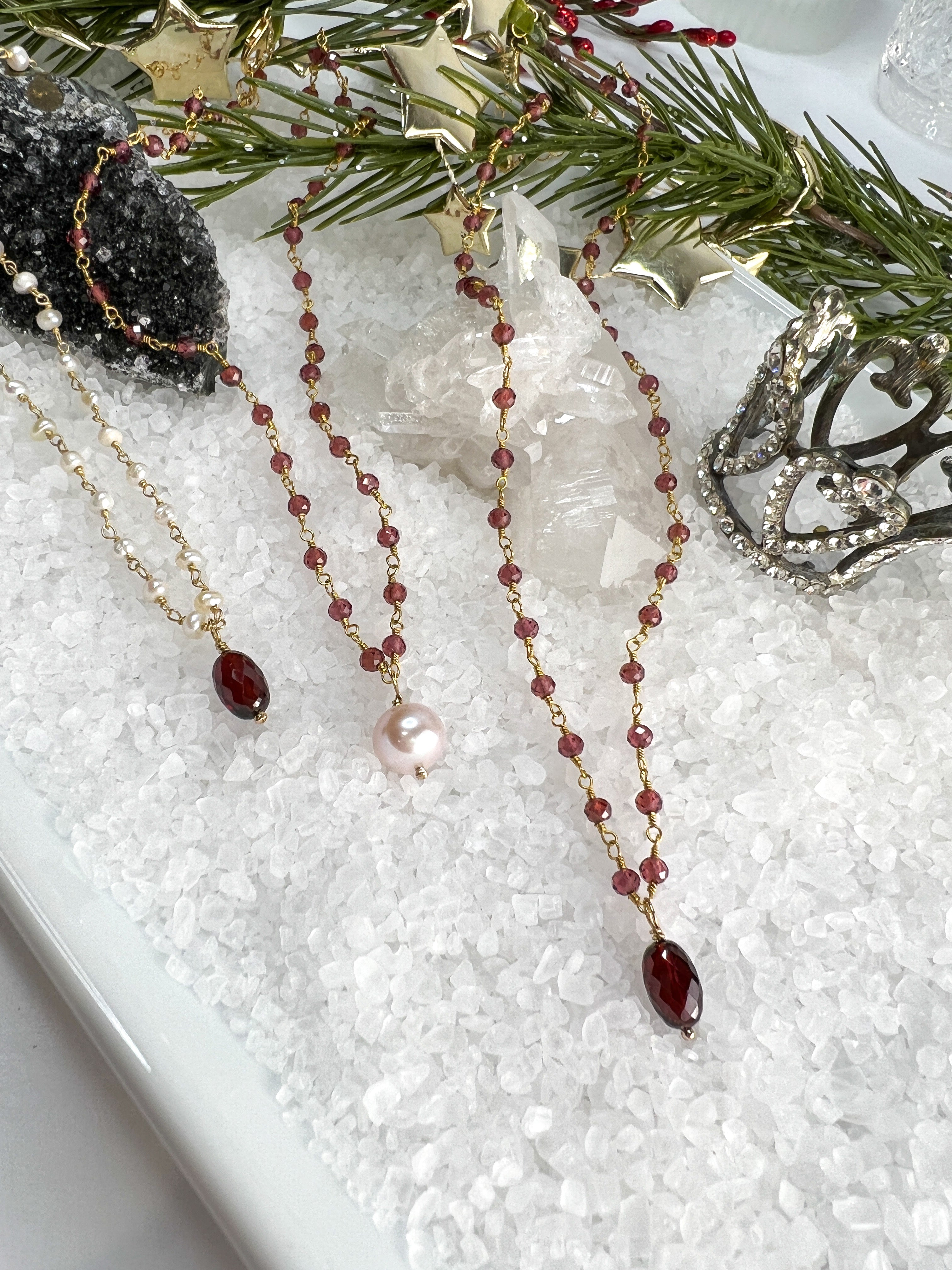 Garnet on sale drop necklace